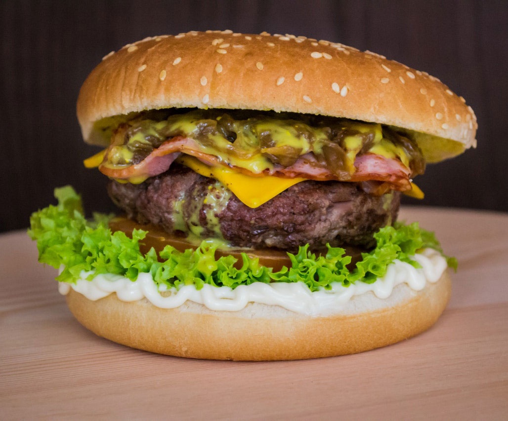 Loaded burger with crispy toppings